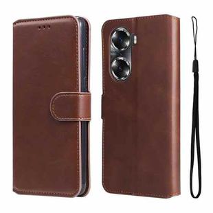 For Honor 60 JUNSUNMAY Calf Texture Leather Phone Case(Brown)