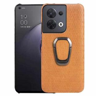 For  OPPO Reno 8 5G Ring Holder Honeycomb PU Phone Case(Orange)