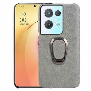 For OPPO Reno8 Pro Plus 5G Ring Holder Honeycomb PU Phone Case(Grey)