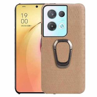 For OPPO Reno8 Pro Plus 5G Ring Holder Honeycomb PU Phone Case(Coffee)