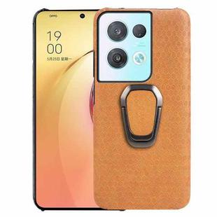 For OPPO Reno8 Pro Plus 5G Ring Holder Honeycomb PU Phone Case(Orange)