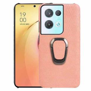 For OPPO Reno8 Pro Plus 5G Ring Holder Honeycomb PU Phone Case(Pink)