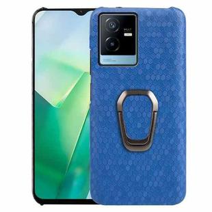 For vivo T2X 5G Ring Holder Honeycomb PU Phone Case(Navy Blue)