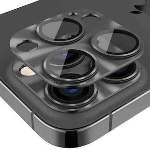ENKAY Aluminium Alloy Tempered Glass Lens Cover Film For iPhone 14 Pro / 14 Pro Max(Black)