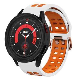 For Samsung Galaxy Watch 5  40mm 20mm Breathable Two-Color Silicone Watch Band(White+Orange)