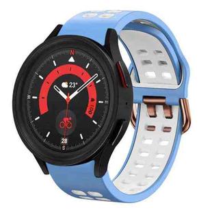 For Samsung Galaxy Watch 5  40mm 20mm Breathable Two-Color Silicone Watch Band(Light Blue+White)