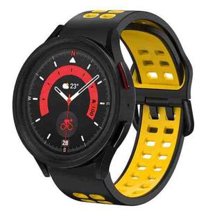 For Samsung Galaxy Watch 5  44mm 20mm Breathable Two-Color Silicone Watch Band(Black+Yellow)