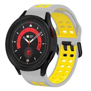 For Samsung Galaxy Watch 5  44mm 20mm Breathable Two-Color Silicone Watch Band(Grey+Yellow)