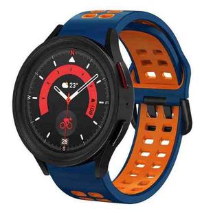 For Samsung Galaxy Watch 5  44mm 20mm Breathable Two-Color Silicone Watch Band(Midnight Blue+Orange)