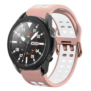 For Samsung Galaxy Watch 5 Pro  45mm 20mm Breathable Two-Color Silicone Watch Band(Pink+White)