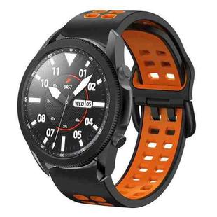 For Samsung Galaxy Watch 5 Pro  45mm 20mm Breathable Two-Color Silicone Watch Band(Black+Orange)