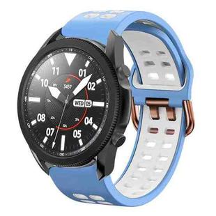For Samsung Galaxy Watch 5 Pro  45mm 20mm Breathable Two-Color Silicone Watch Band(Light Blue+White)