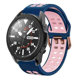 For Samsung Galaxy Watch 5 Pro  45mm 20mm Breathable Two-Color Silicone Watch Band(Midnight Blue+Pink)