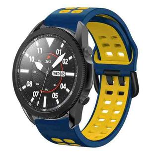 For Samsung Galaxy Watch 5 Pro  45mm 20mm Breathable Two-Color Silicone Watch Band(Midnight Blue+Yellow)
