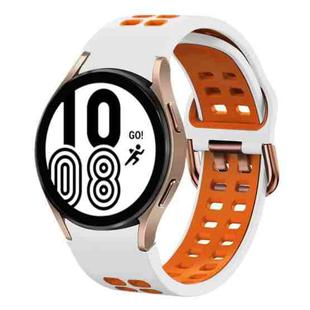 For Samsung Galaxy Watch 4 40mm 20mm Breathable Two-Color Silicone Watch Band(White+Orange)