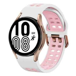 For Samsung Galaxy Watch 4 40mm 20mm Breathable Two-Color Silicone Watch Band(White+Pink)