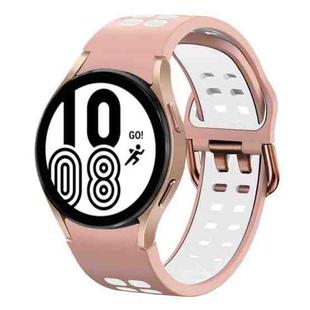 For Samsung Galaxy Watch 4 40mm 20mm Breathable Two-Color Silicone Watch Band(Pink+White)