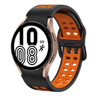 For Samsung Galaxy Watch 4 40mm 20mm Breathable Two-Color Silicone Watch Band(Black+Orange)