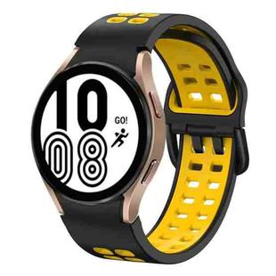 For Samsung Galaxy Watch 4 40mm 20mm Breathable Two-Color Silicone Watch Band(Black+Yellow)