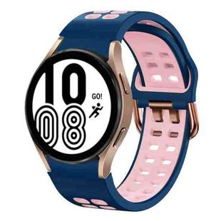 For Samsung Galaxy Watch 4 40mm 20mm Breathable Two-Color Silicone Watch Band(Midnight Blue+Pink)
