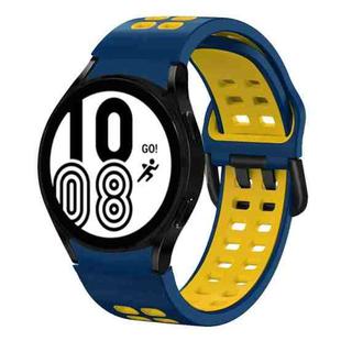 For Samsung Galaxy Watch 4 40mm 20mm Breathable Two-Color Silicone Watch Band(Midnight Blue+Yellow)