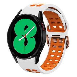 For Samsung Galaxy Watch 4 44mm 20mm Breathable Two-Color Silicone Watch Band(White+Orange)