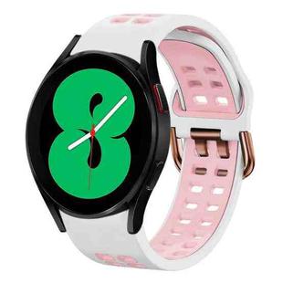 For Samsung Galaxy Watch 4 44mm 20mm Breathable Two-Color Silicone Watch Band(White+Pink)