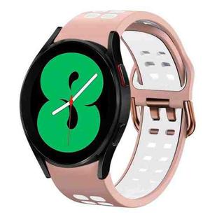 For Samsung Galaxy Watch 4 44mm 20mm Breathable Two-Color Silicone Watch Band(Pink+White)