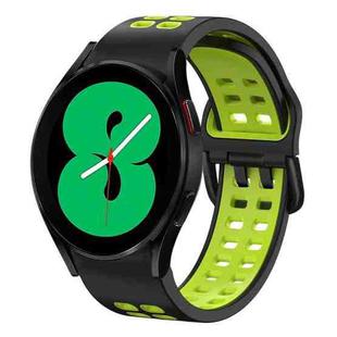 For Samsung Galaxy Watch 4 44mm 20mm Breathable Two-Color Silicone Watch Band(Black+Green)