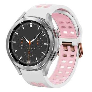 For Samsung Galaxy Watch 4 Classic 46mm 20mm Breathable Two-Color Silicone Watch Band(White+Pink)