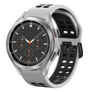 For Samsung Galaxy Watch 4 Classic 46mm 20mm Breathable Two-Color Silicone Watch Band(White+Black)