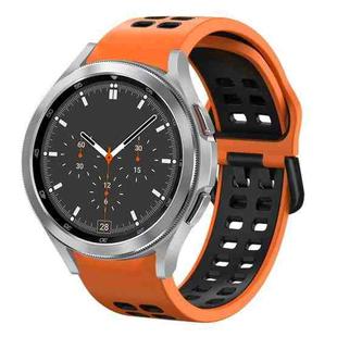 For Samsung Galaxy Watch 4 Classic 46mm 20mm Breathable Two-Color Silicone Watch Band(Orange+Black)
