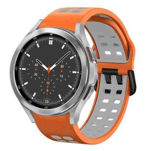 For Samsung Galaxy Watch 4 Classic 46mm 20mm Breathable Two-Color Silicone Watch Band(Orange+Grey)