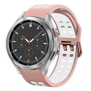 For Samsung Galaxy Watch 4 Classic 46mm 20mm Breathable Two-Color Silicone Watch Band(Pink+White)