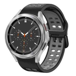 For Samsung Galaxy Watch 4 Classic 46mm 20mm Breathable Two-Color Silicone Watch Band(Black+Grey)