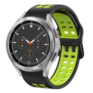 For Samsung Galaxy Watch 4 Classic 46mm 20mm Breathable Two-Color Silicone Watch Band(Black+Green)