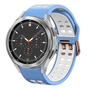 For Samsung Galaxy Watch 4 Classic 46mm 20mm Breathable Two-Color Silicone Watch Band(Light Blue+White)