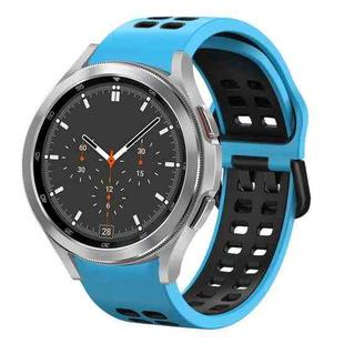 For Samsung Galaxy Watch 4 Classic 46mm 20mm Breathable Two-Color Silicone Watch Band(Skyblue+Black)