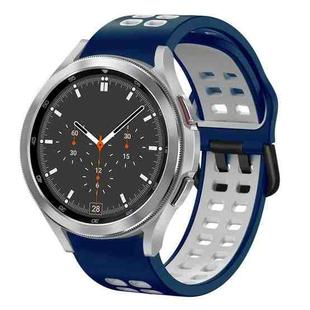 For Samsung Galaxy Watch 4 Classic 46mm 20mm Breathable Two-Color Silicone Watch Band(Midnight Blue+White)