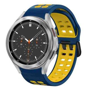 For Samsung Galaxy Watch 4 Classic 46mm 20mm Breathable Two-Color Silicone Watch Band(Midnight Blue+Yellow)