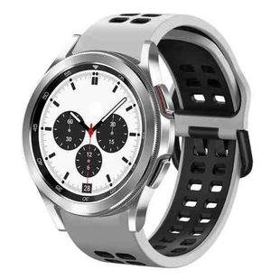 For Samsung Galaxy Watch 4 Classic 42mm 20mm Breathable Two-Color Silicone Watch Band(White+Black)