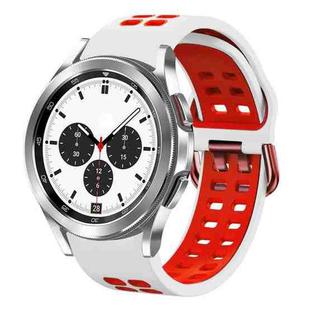 For Samsung Galaxy Watch 4 Classic 42mm 20mm Breathable Two-Color Silicone Watch Band(White+Red)