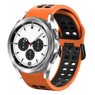 For Samsung Galaxy Watch 4 Classic 42mm 20mm Breathable Two-Color Silicone Watch Band(Orange+Black)