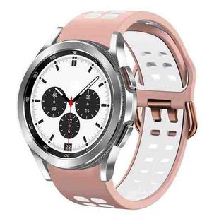 For Samsung Galaxy Watch 4 Classic 42mm 20mm Breathable Two-Color Silicone Watch Band(Pink+White)