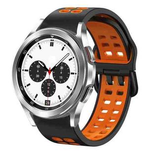 For Samsung Galaxy Watch 4 Classic 42mm 20mm Breathable Two-Color Silicone Watch Band(Black+Orange)