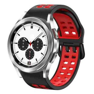 For Samsung Galaxy Watch 4 Classic 42mm 20mm Breathable Two-Color Silicone Watch Band(Black+Red)