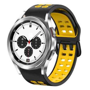 For Samsung Galaxy Watch 4 Classic 42mm 20mm Breathable Two-Color Silicone Watch Band(Black+Yellow)
