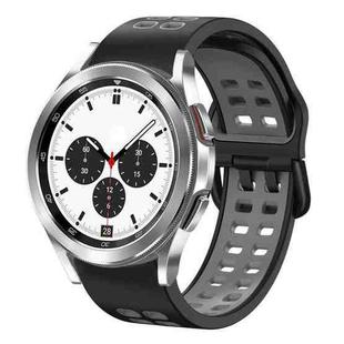 For Samsung Galaxy Watch 4 Classic 42mm 20mm Breathable Two-Color Silicone Watch Band(Black+Grey)