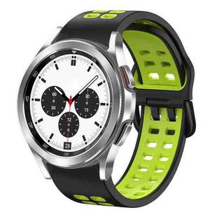 For Samsung Galaxy Watch 4 Classic 42mm 20mm Breathable Two-Color Silicone Watch Band(Black+Green)