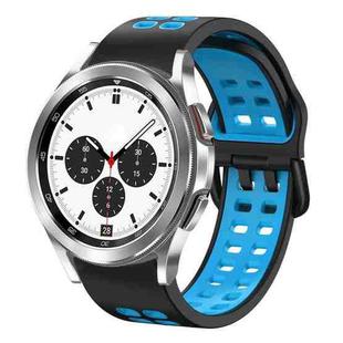 For Samsung Galaxy Watch 4 Classic 42mm 20mm Breathable Two-Color Silicone Watch Band(Black+Blue)